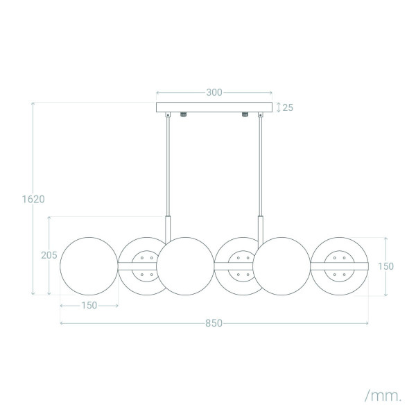 Lampa wisząca złoto-biała Conte 6xE27x20W wym: 162x85x33 cm Abruzzo