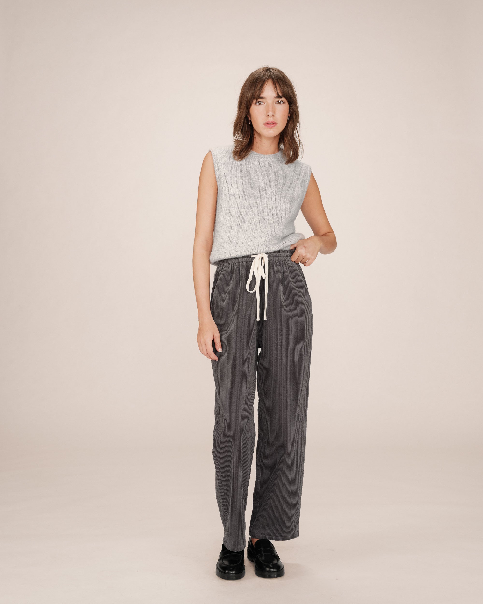 Pantalon large velours carbone Liberty