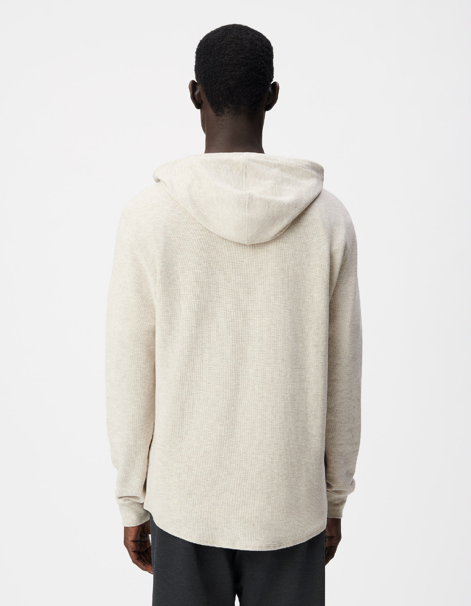 T-shirt à capuche beige maille relief Homme