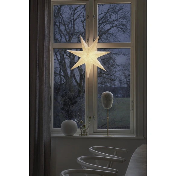 Leuchtstern, gesticktes Muster, Stecker, weiß