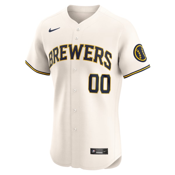 Milwaukee Brewers Nike Home Elite Custom Jersey - Cream