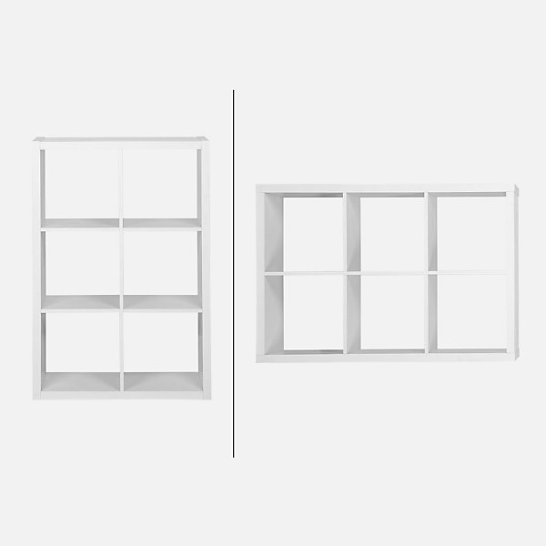 Etagère bibliothèque 2 niveaux 6 compartiments. casiers. effet bois blanc. L 111.2 x P 39 x H 76cm