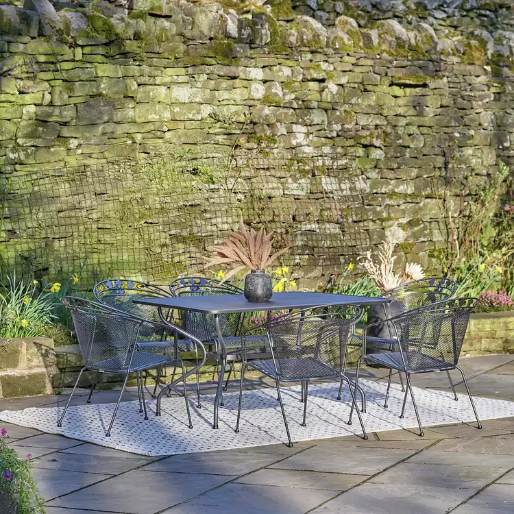 Pacific Elegance 6 Seater Metal Patio Set - Grey