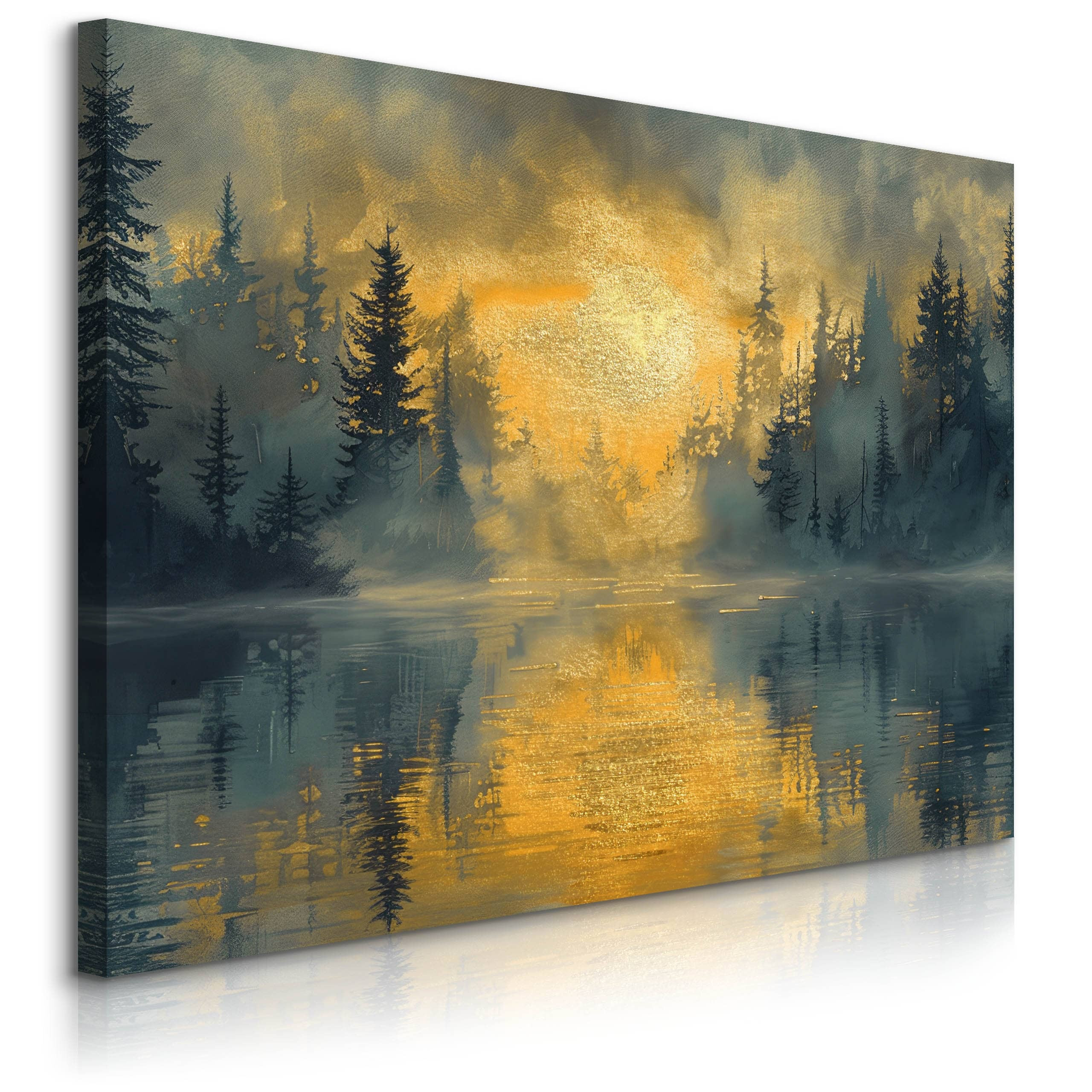 Obraz Abstrakcyjny Zachód Słońca Nad Jeziorem 30x20cm