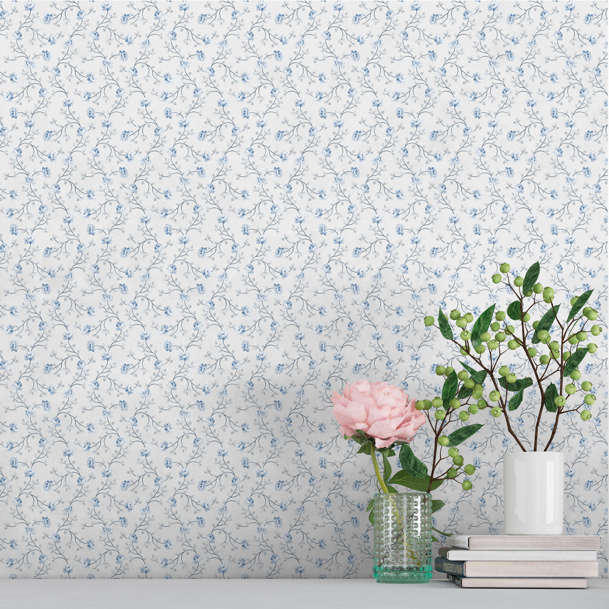 Sanders & Sanders behang bloemetjes blauw - 53 cm x 10 m - 640184
