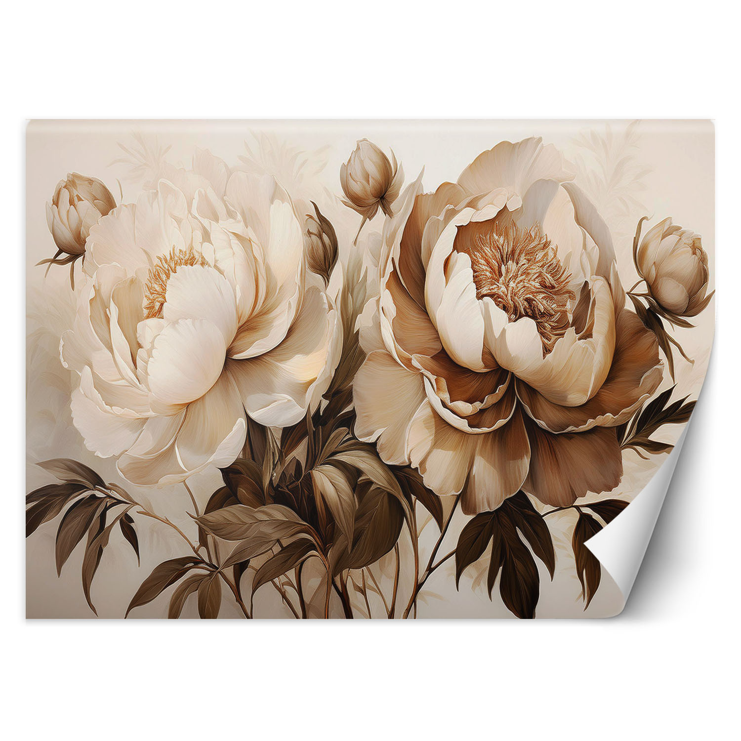 Fototapeta, Piwonie Peonie Kwiaty w Beżu