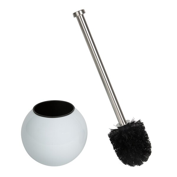 Bath Bliss 2 Pack Self Closing Lid Toilet Brush and Holder in Stainless Steel Swirl - Dimensions: 4.5" Rd x 15.4"