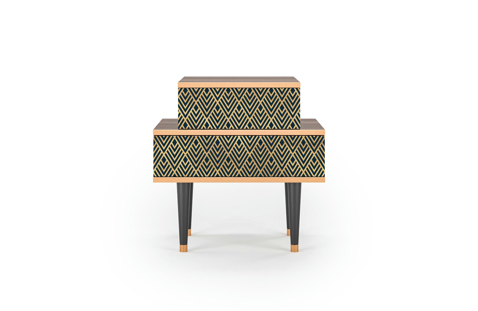 EGYPT TRIANGLES - Table de chevet bleu 2 tiroirs L 58 cm