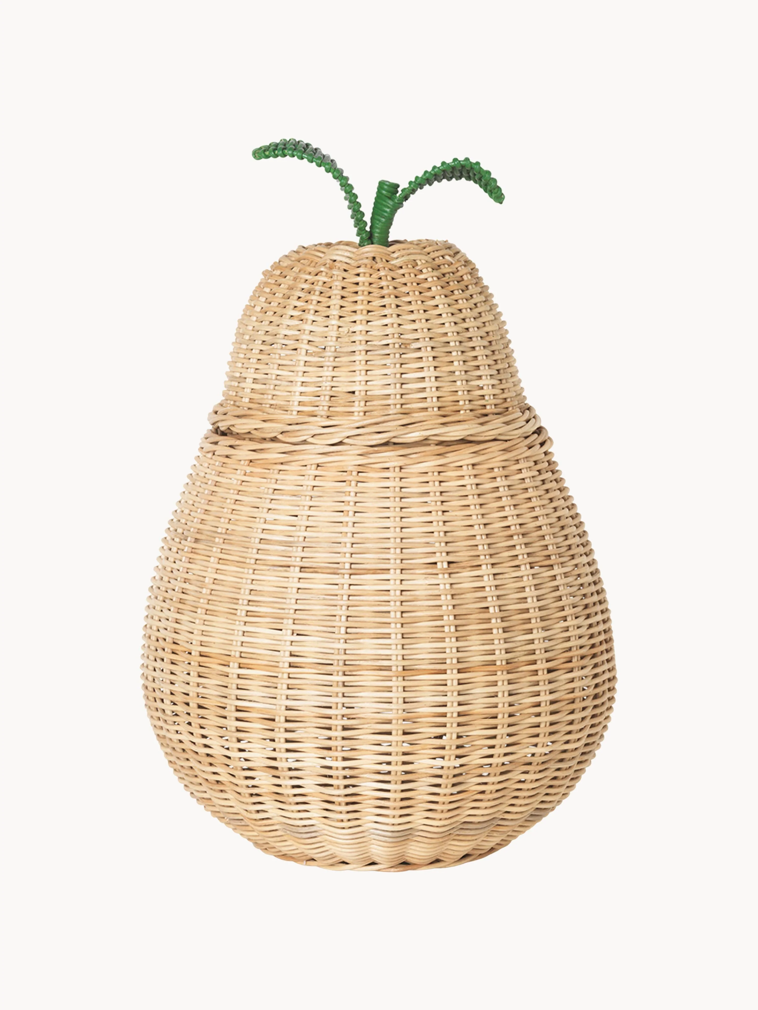 Handgefertigter Aufbewahrungskorb Pear aus Rattan