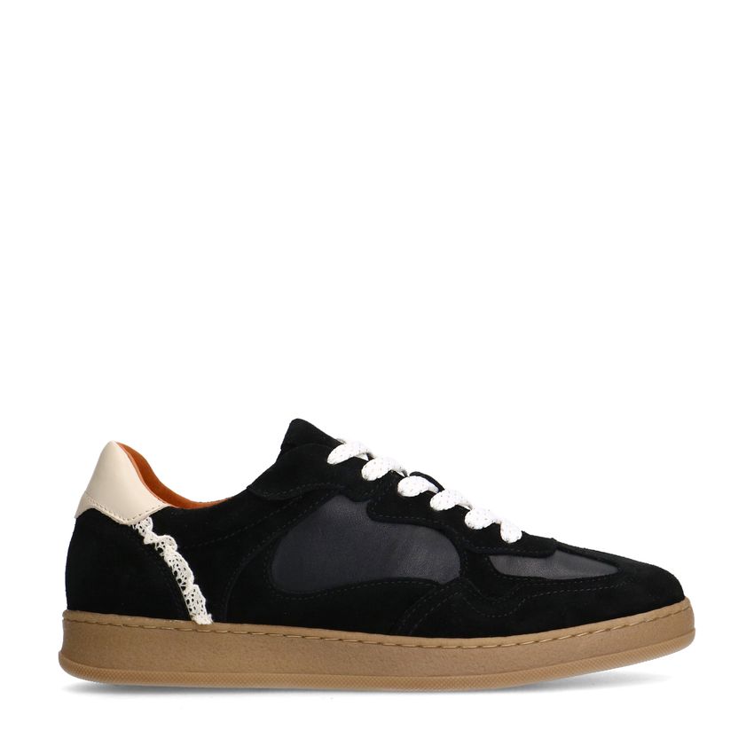 Manfield Zwarte suède sneakers