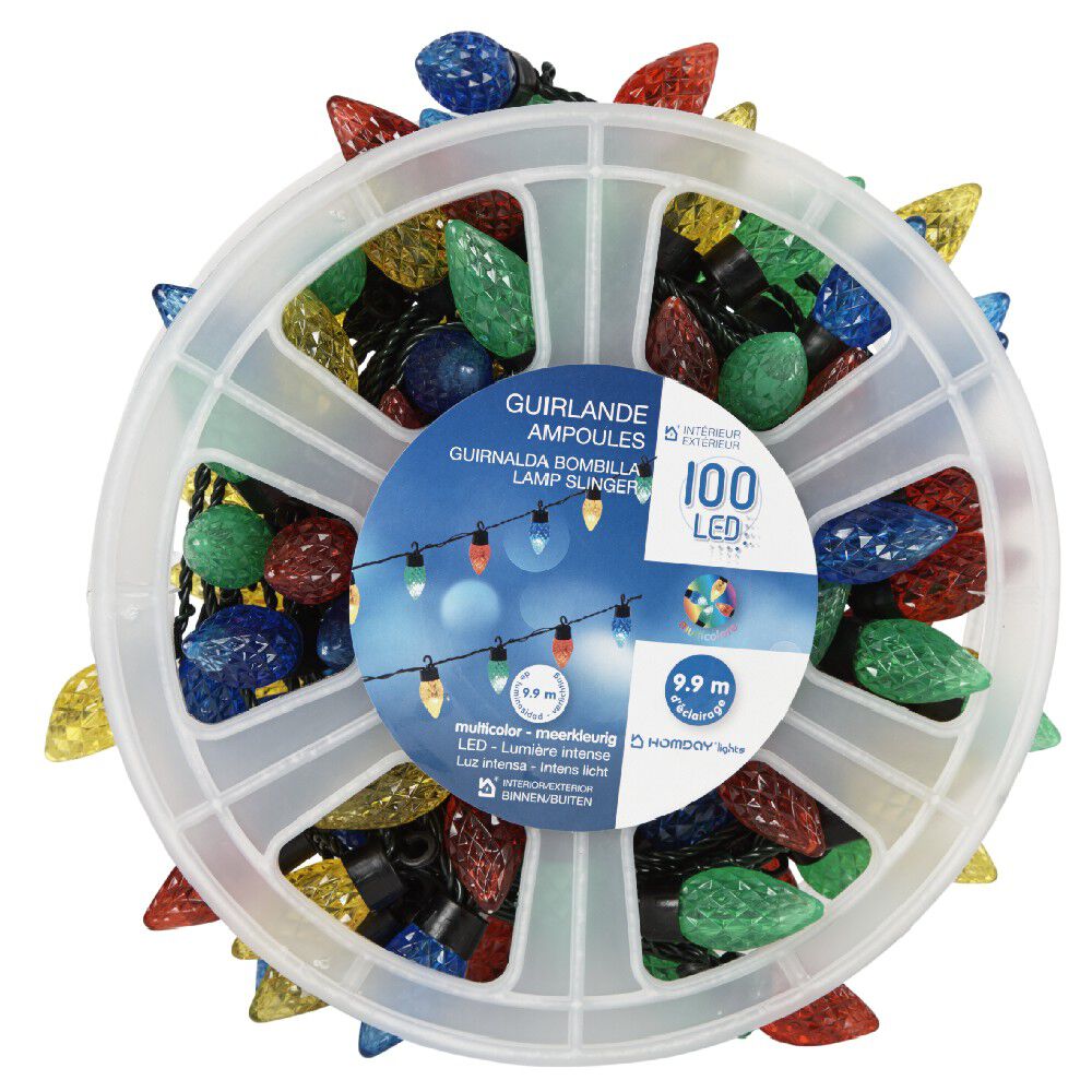 Guirlande électrique 100 Led forme Fraise Multicolore 9,9 m