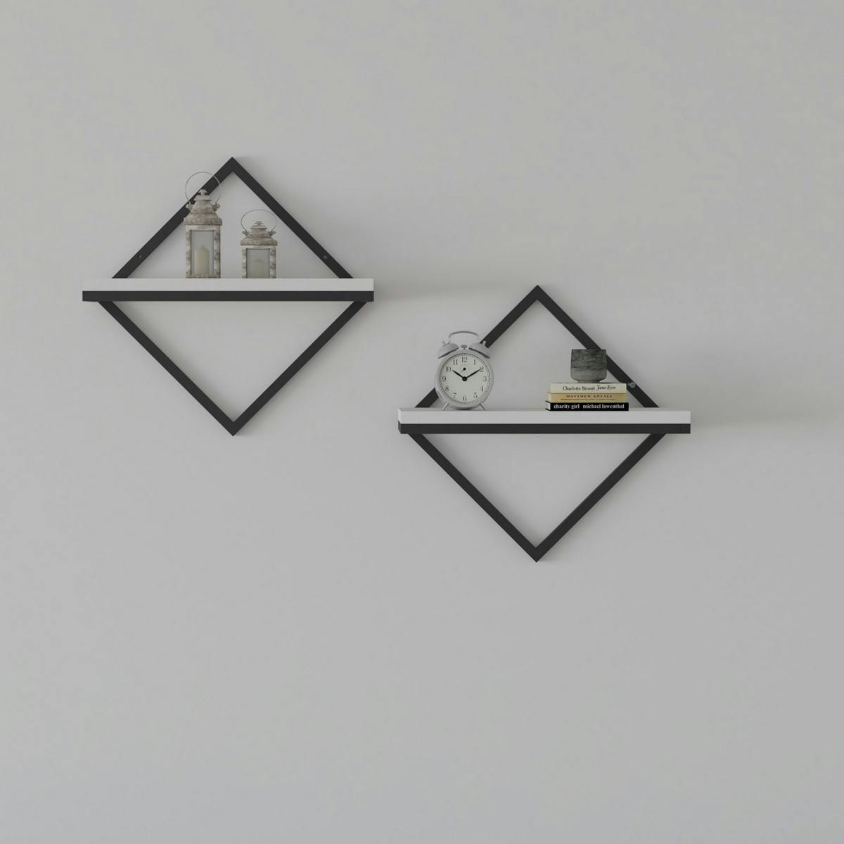 Etagère tablette design noir et blanc (lot de 2) JENA
