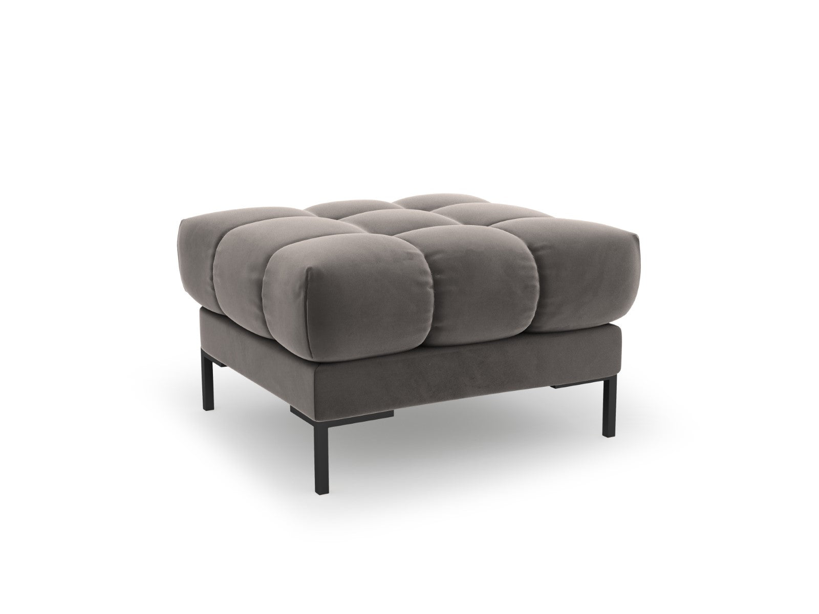 Cosmopolitan Design Poef Bali flueel, lichtgrijs - 60x60x41cm