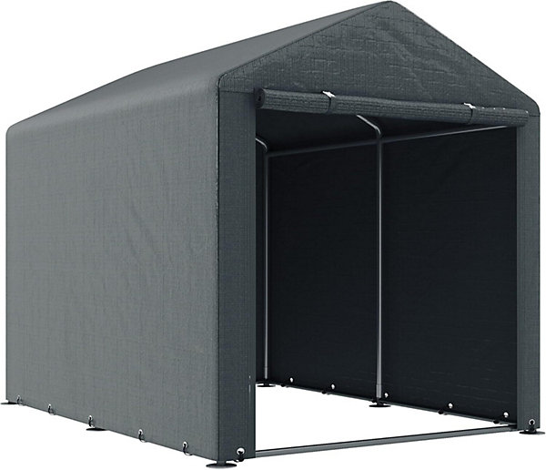 Abri de Jardin Tente de Stockage Portable Garage pour extérieur avec Cadre métal galvanisé et Grande Porte, 1,6 x 2,2 m Gris foncé