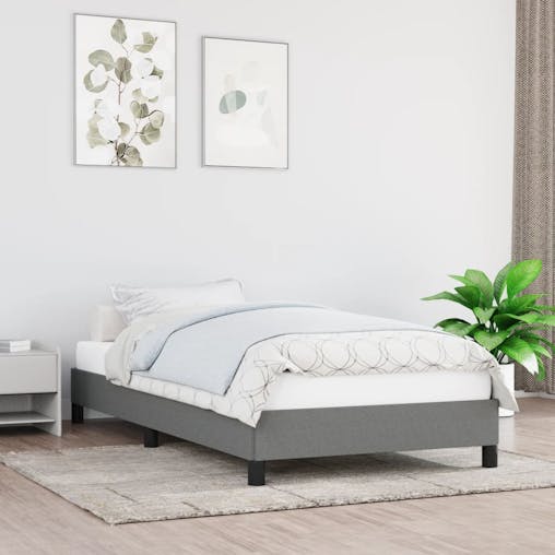 NNEVL Bed Frame Dark Grey 106x203 cm King Single Size Fabric
