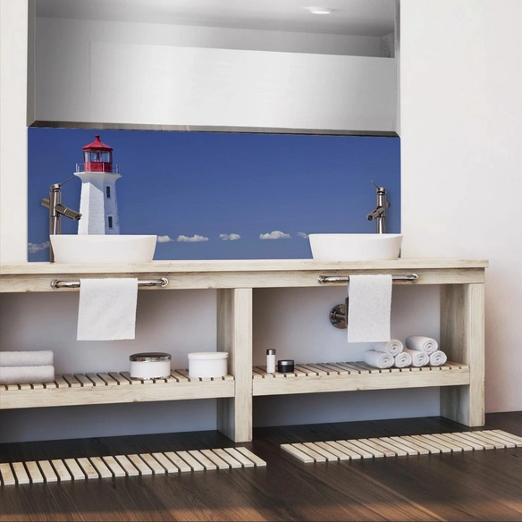 Badrückwand »Lighthouse«, BxH:120 cm x 45 cm, blau