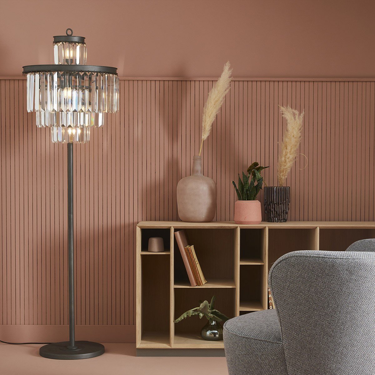 Signature - FULGURANT glazen vloerlamp - H170 cm - Grijs