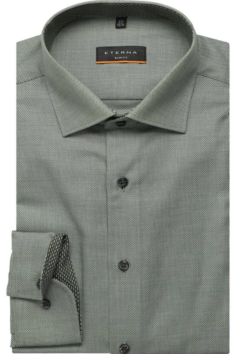 ETERNA Slim Fit Hemd dunkelgrün, Strukturiert