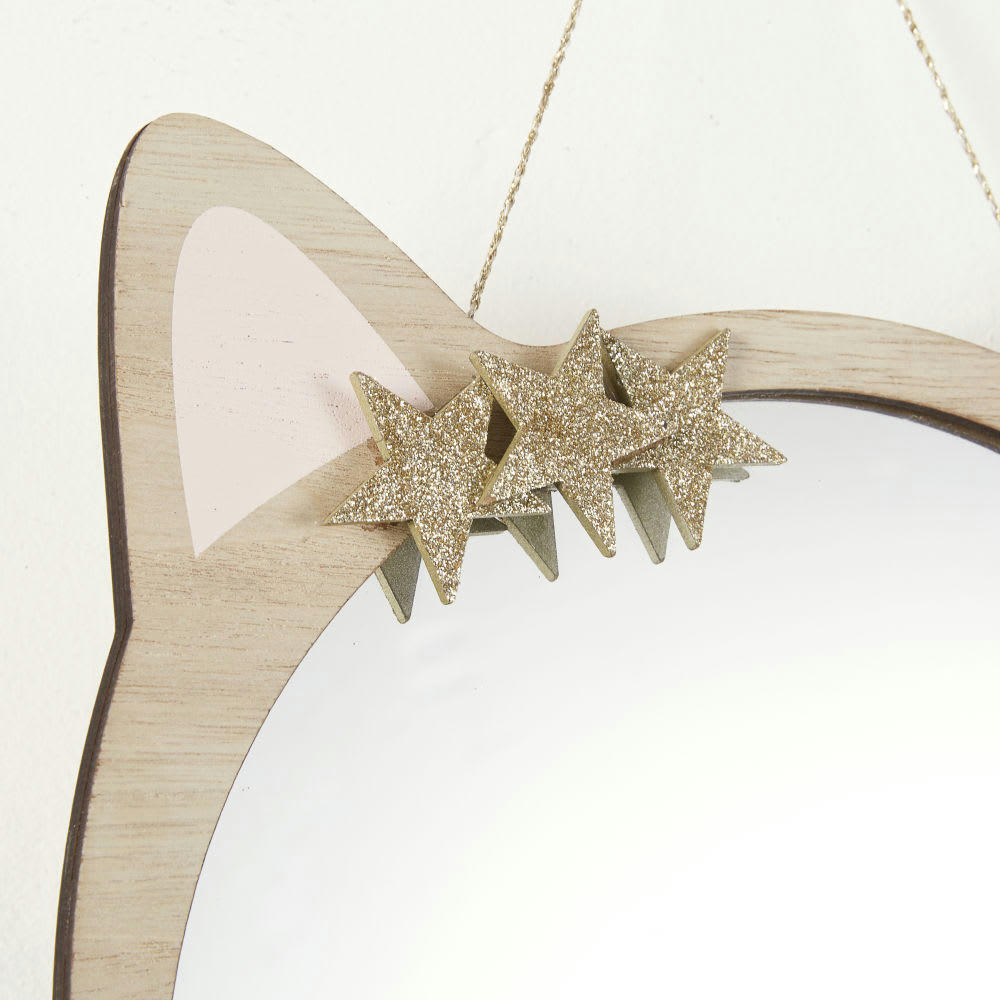 LILA - Miroir chat rose et doré H29