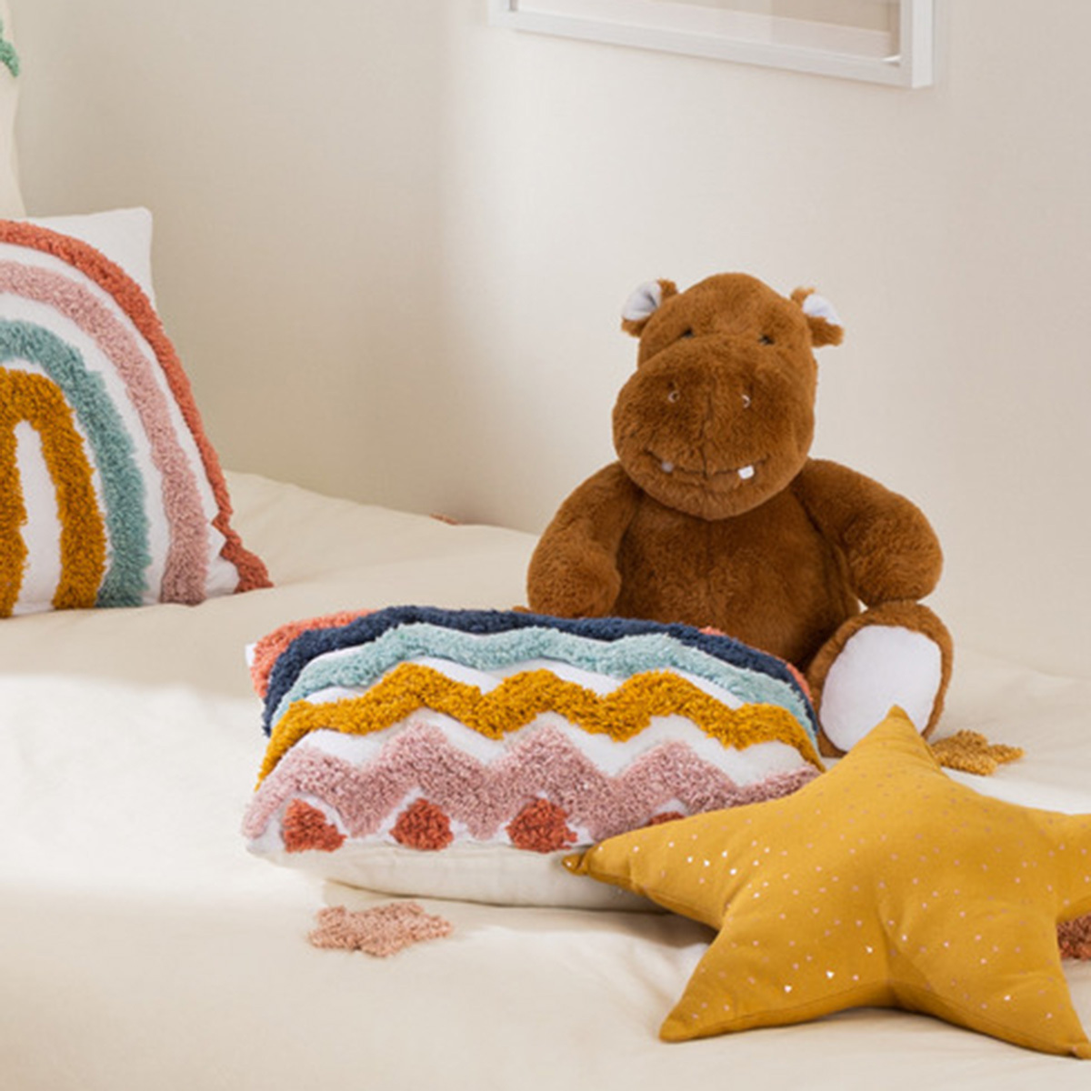 Kids plush "Hippo" Brown, 28x30 cm