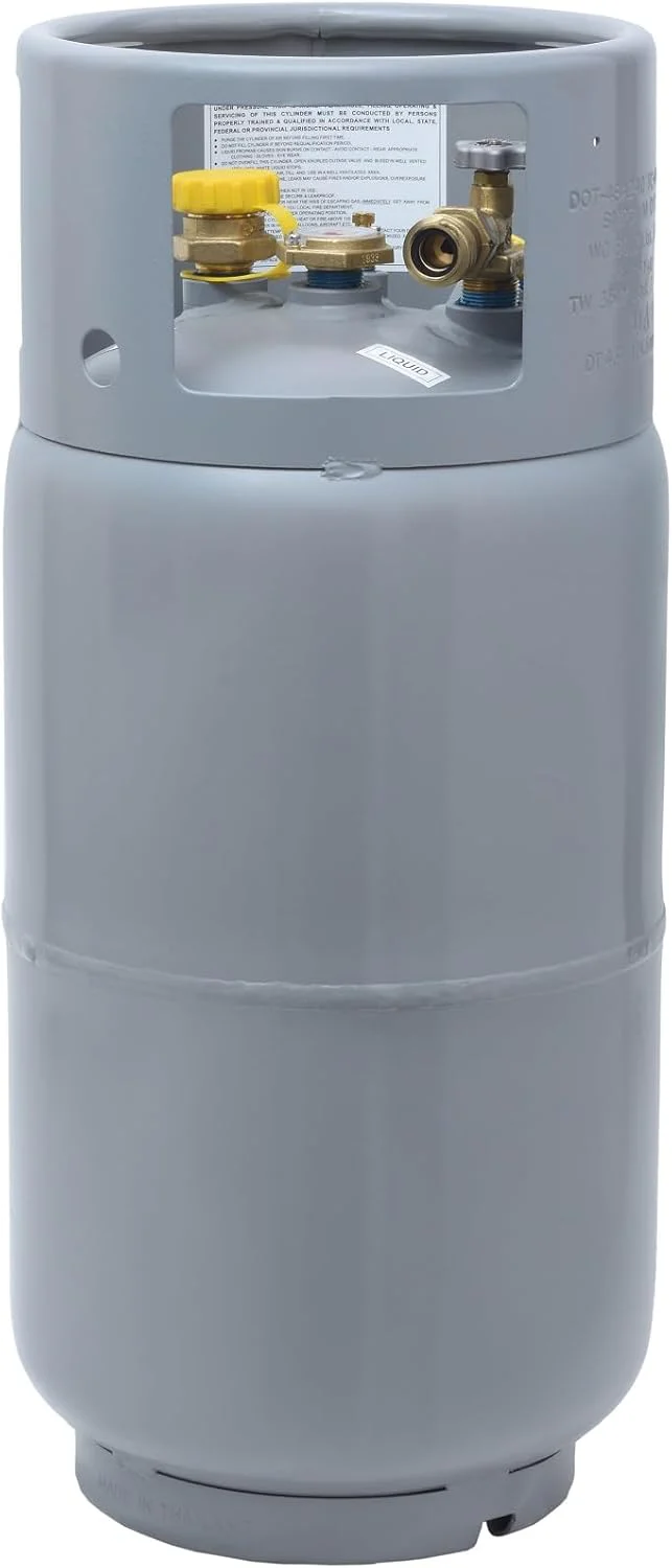 Steel Forklift Propane Tank Cylinder with Built-in Gauge, Gray-Flame King(33.5 lbs)