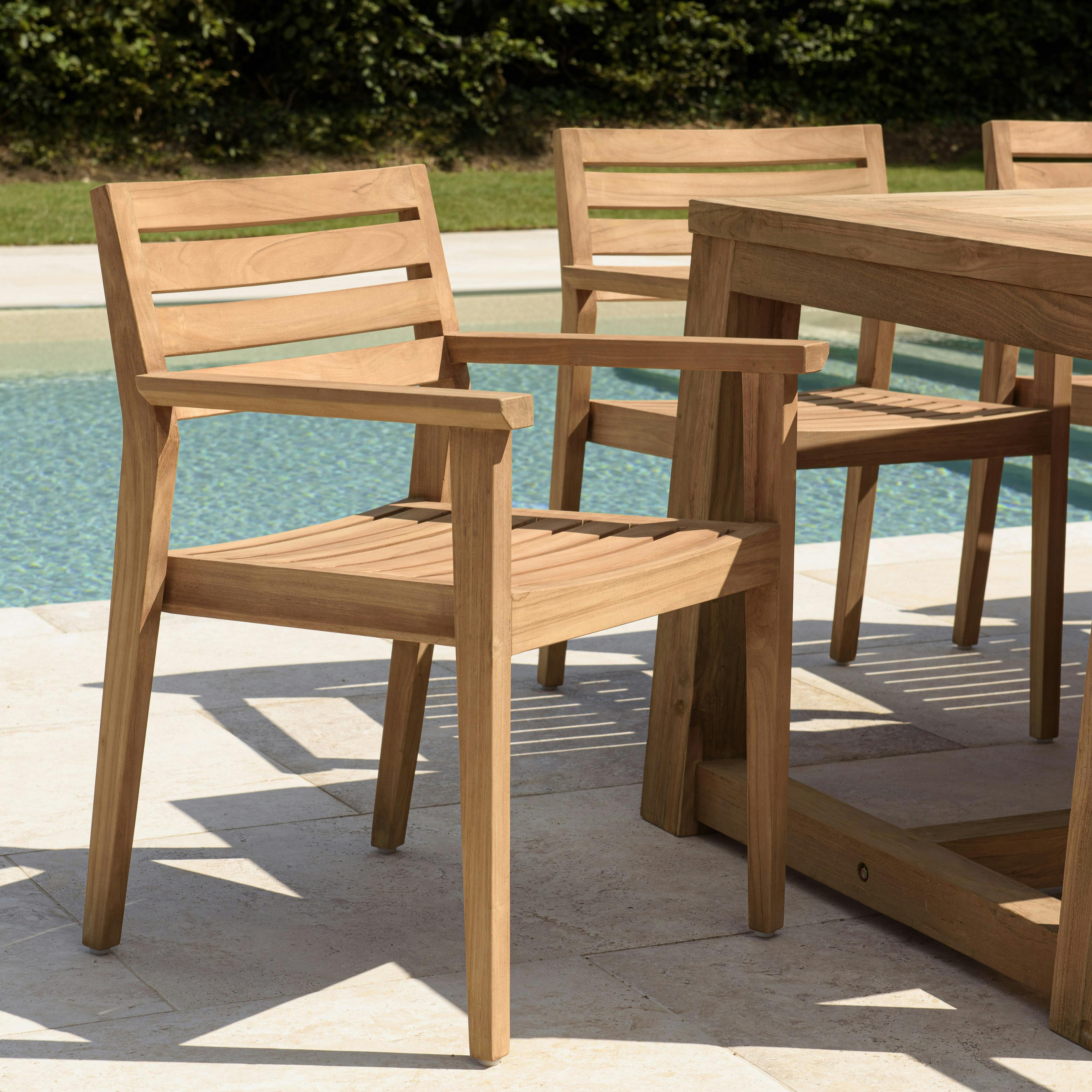 Fauteuil de jardin teck brut (lot de 2) MANY