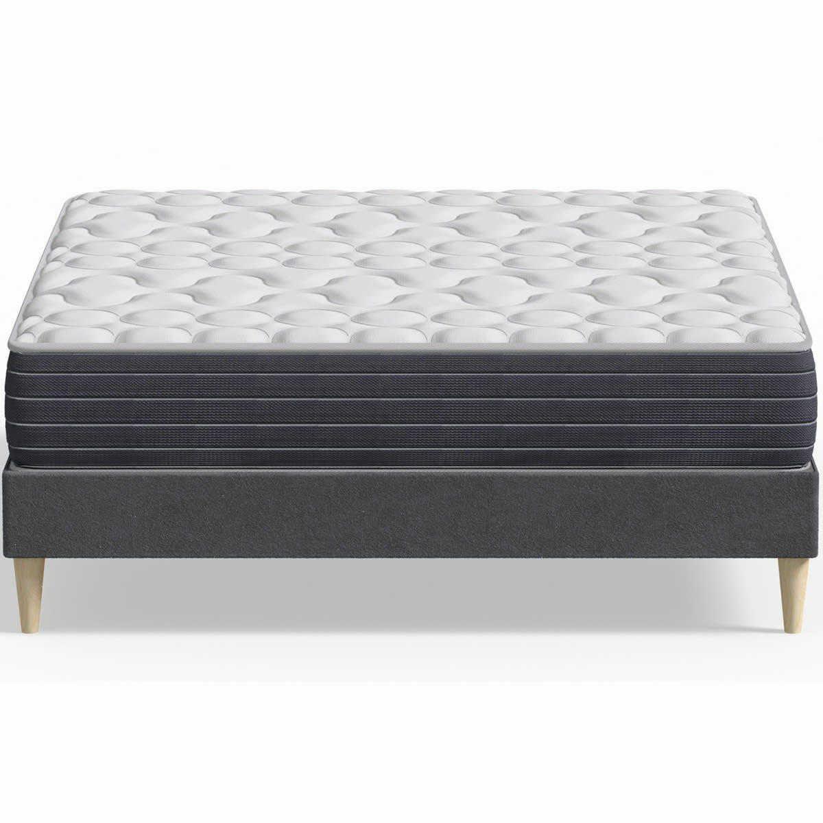 MEMO HR & DINA - Pack lit 140x190 en velours anthracite + Matelas mémoire de forme