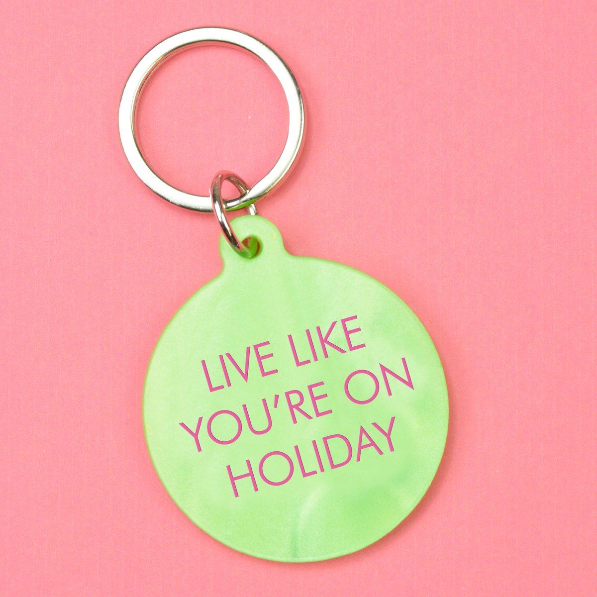 Flamingo Candles Live Like You're On Holiday Keyring