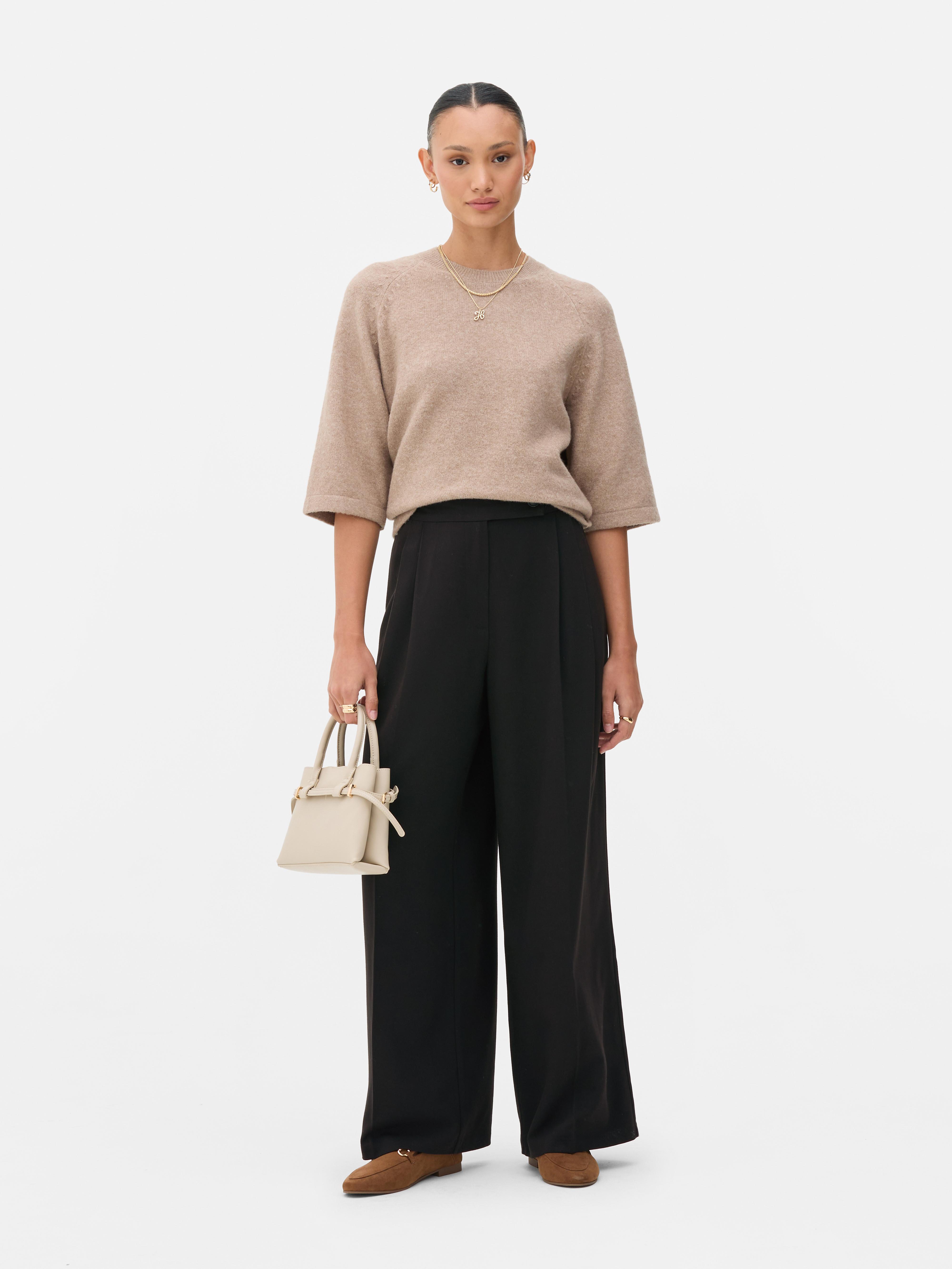 Mid-Rise Pleated Pants