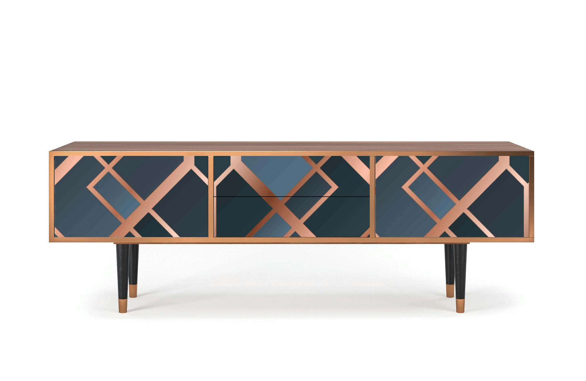 ASHY 1920' - Meuble TV  bleu-vert 2 tiroirs et 2 portes L 170 cm