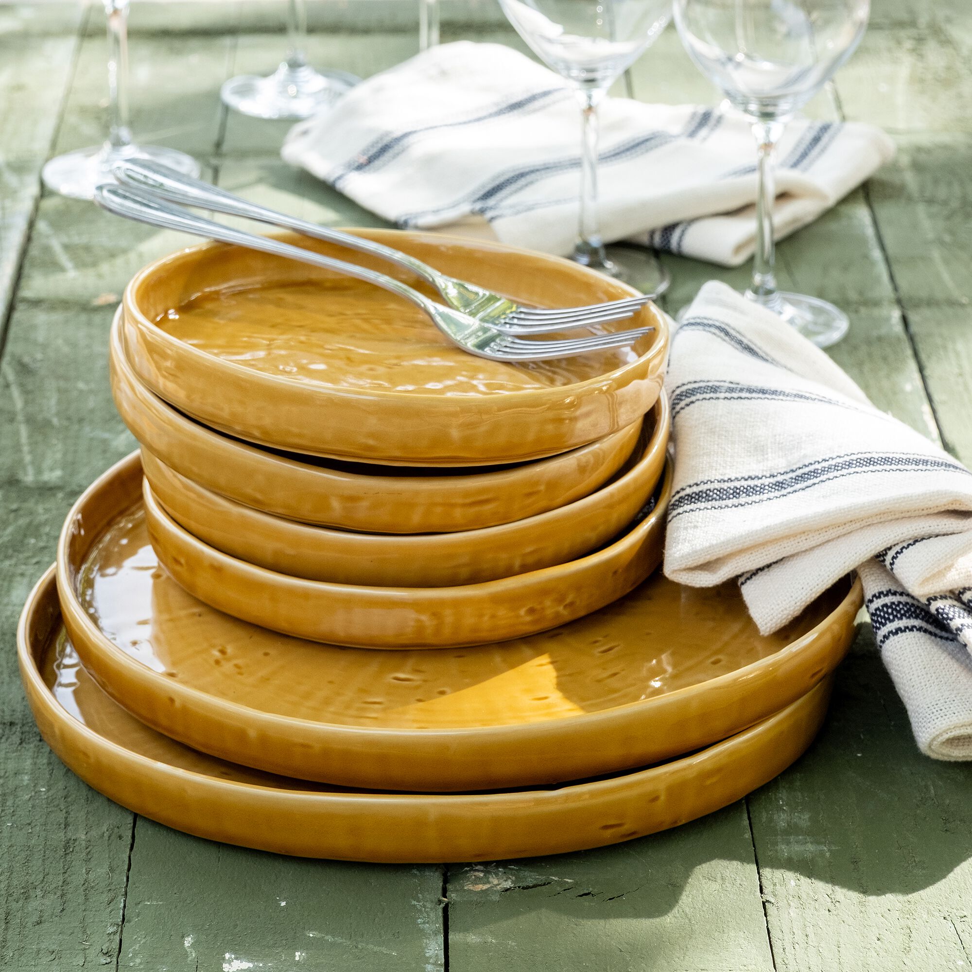 AMARELLO - Assiette à dessert en grès D18,5cm - jaune argan