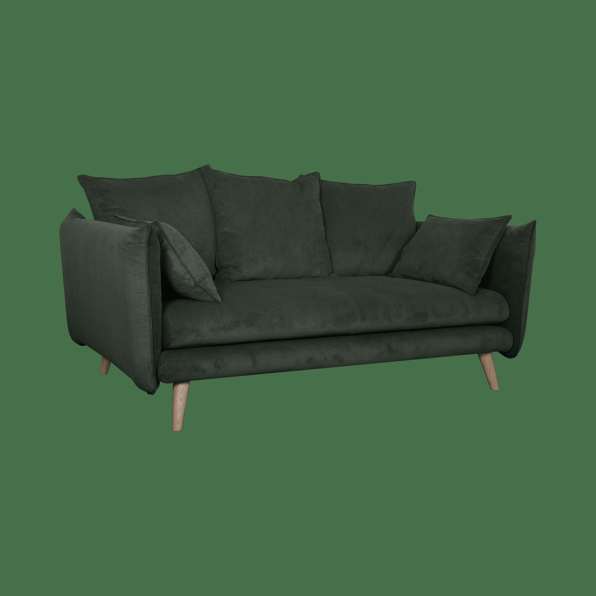 ORION - Canapé velours côtelé Vert Cèdre 2 places