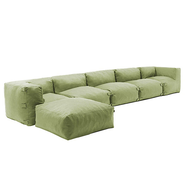 Canapé d'angle de jardin modulable 6 places vert cactus MixiOviala