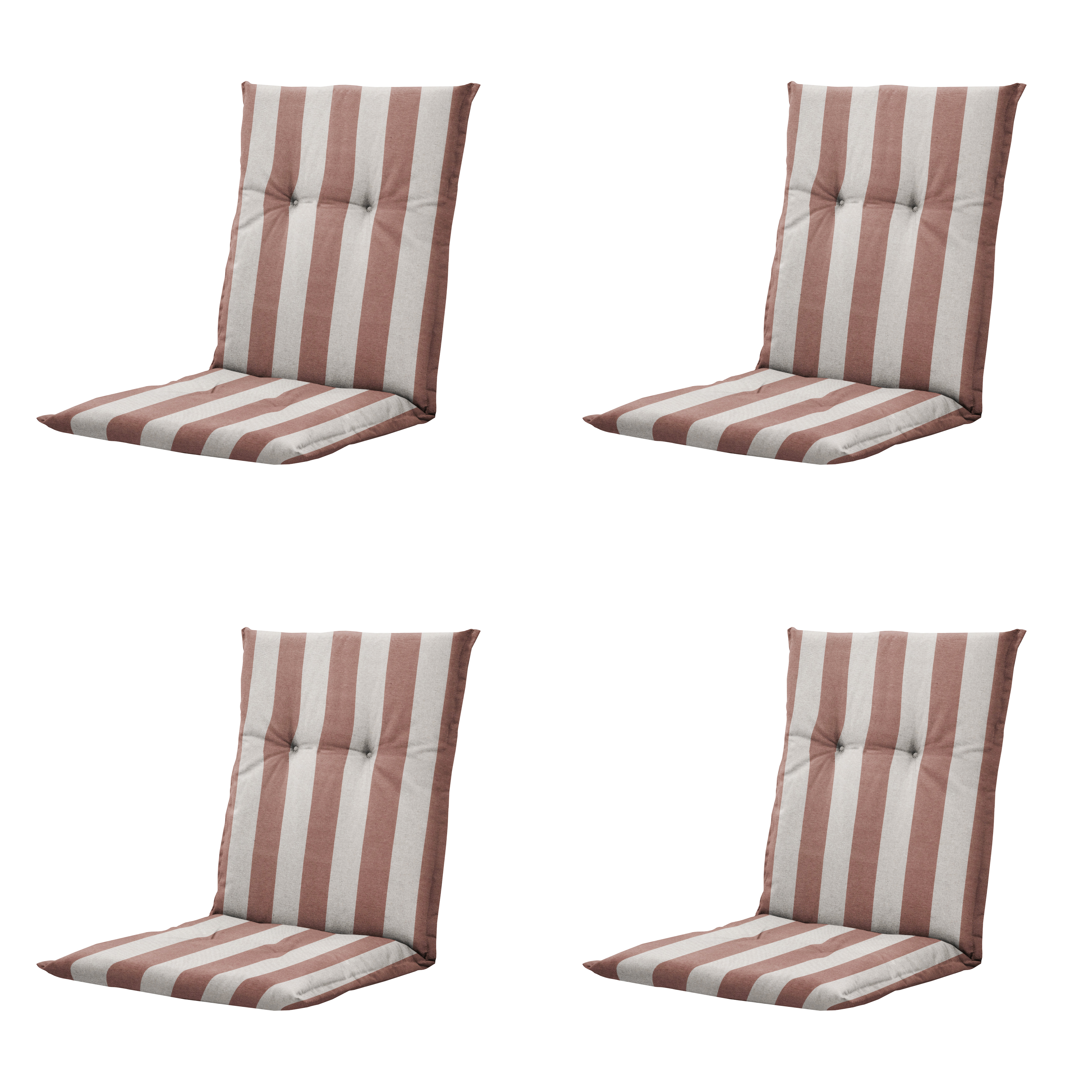 Madison tuinstoelkussen lage rug Amora - bruin - 105x50x6cm - set van 4