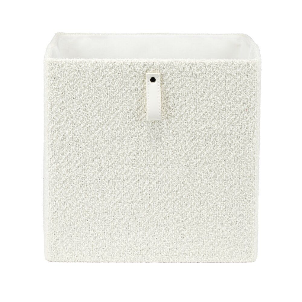 Panier de rangement 22L tissu bouclette blanc 30x30xH30cm