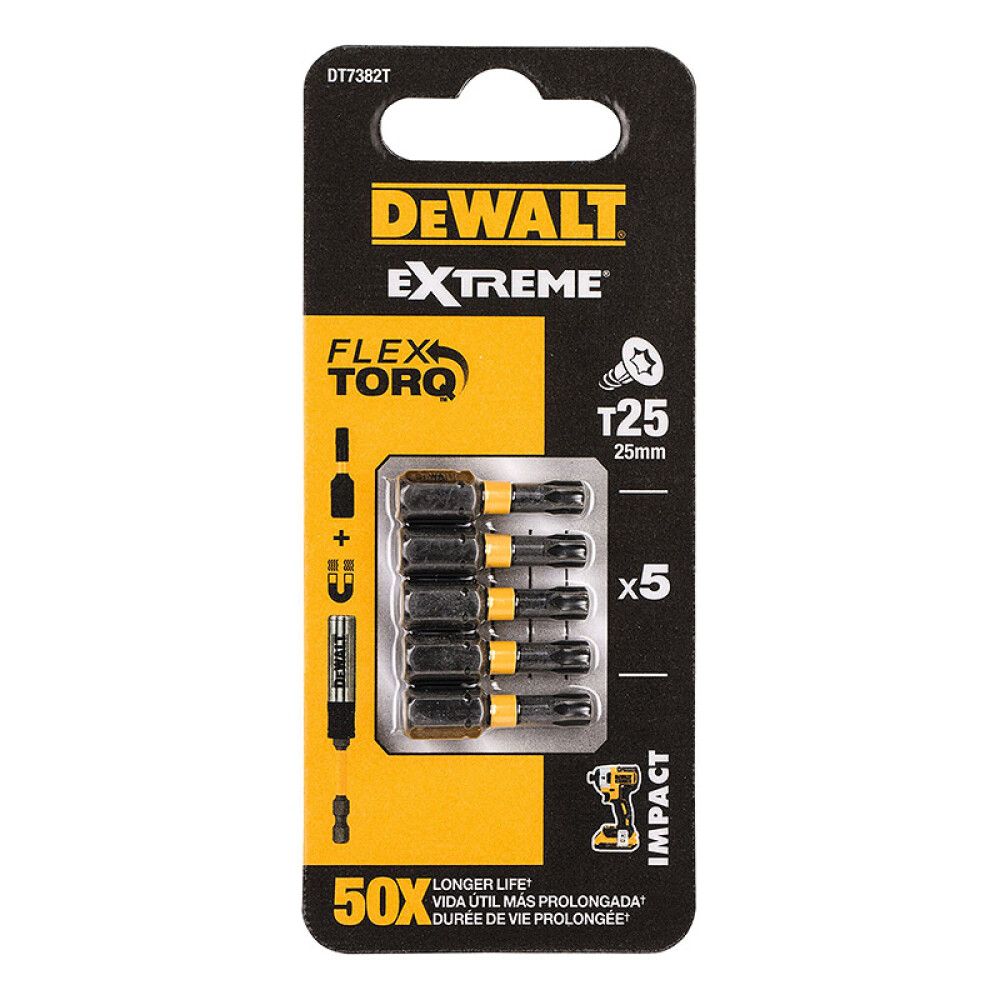 TORSION BITS DEWALT T25 25MM 5STK
