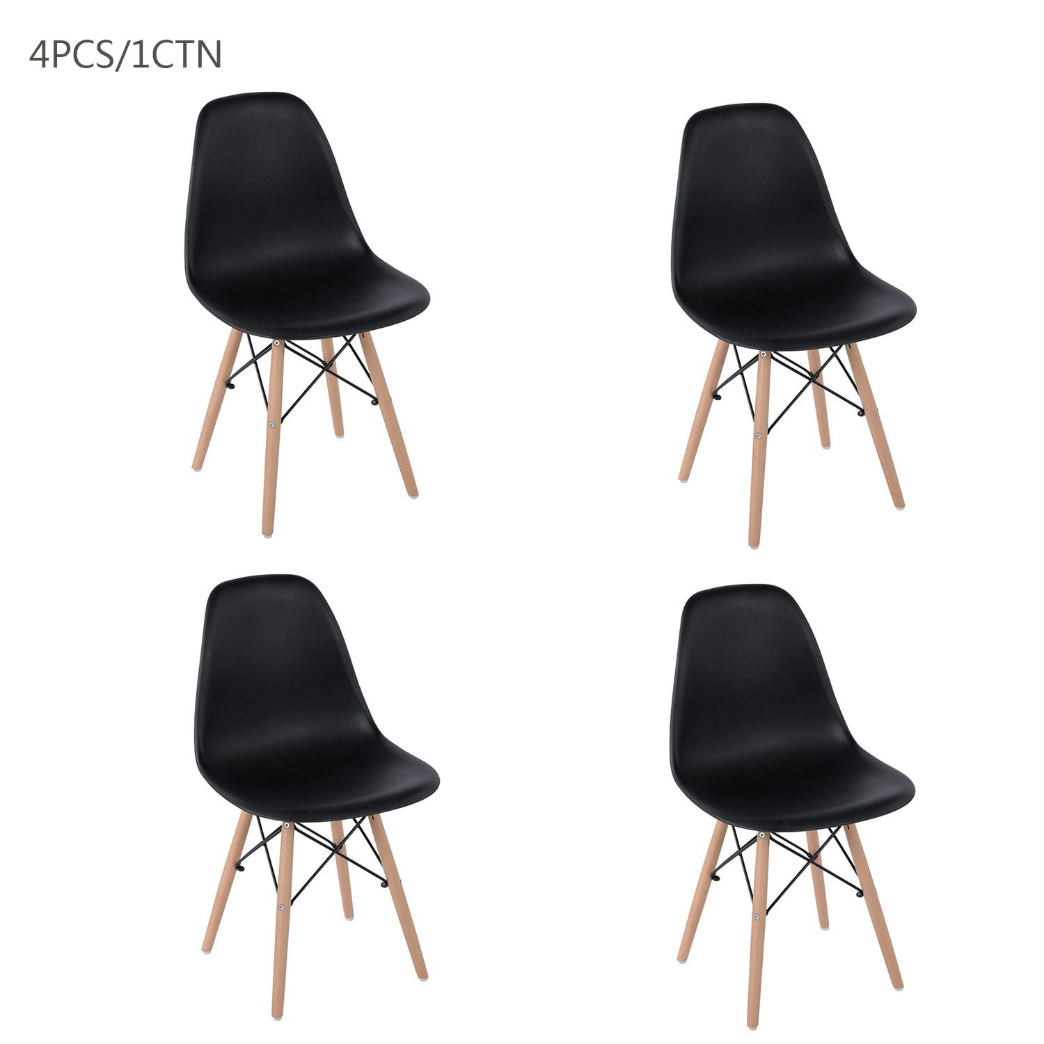 - Lot de 4 chaises de salle à manger noires au style scandinave