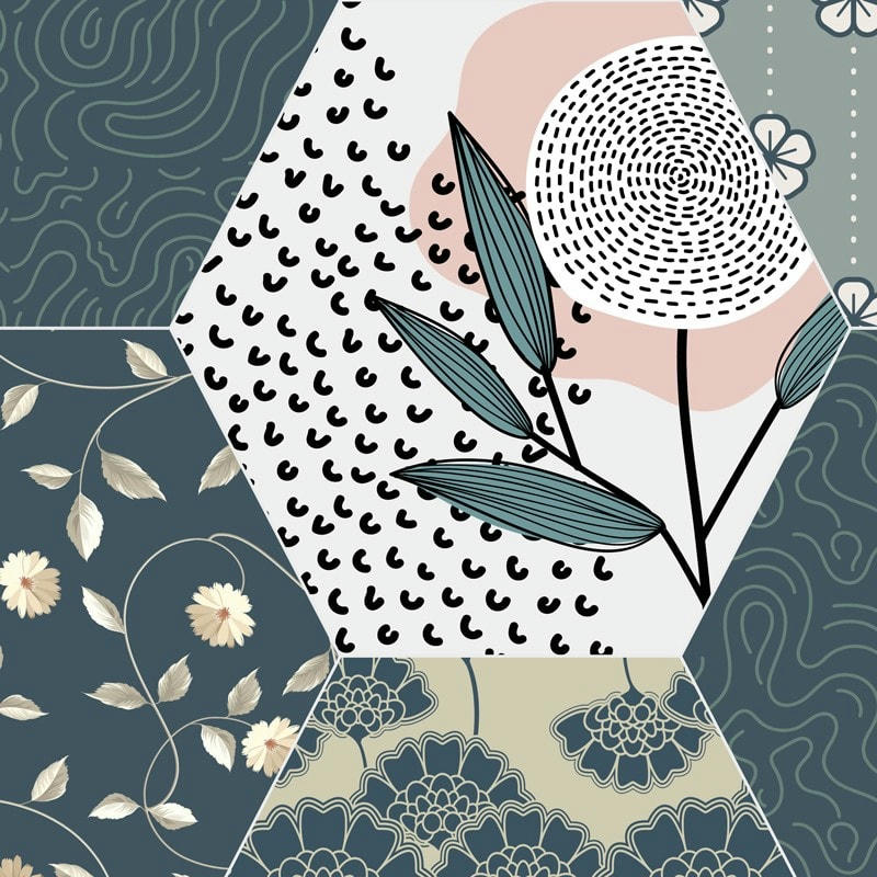 HORTENSE - Bandeau PVC lot de 2 : L 70cmxH 30cm Multicolore Carreaux de ciment