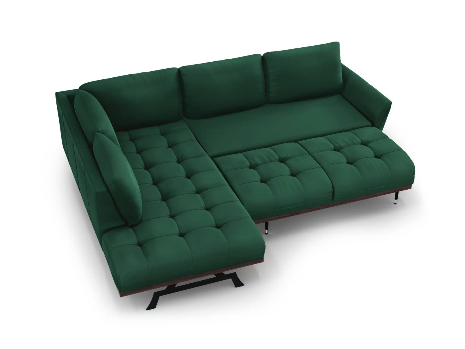 OLIVIER - Canapé d'angle convertible 5 places en tissu structuré gris