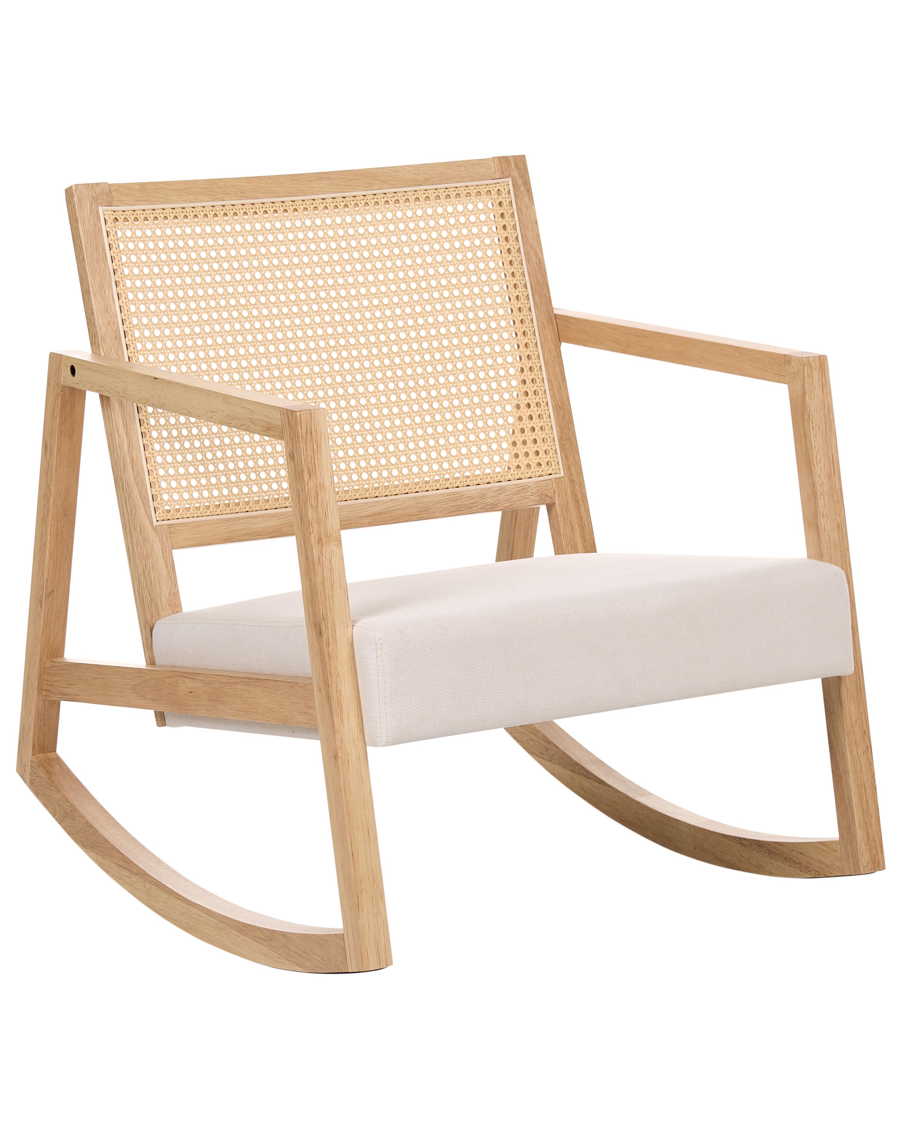 Rocking Chair LEIDY Wood Light Brown/ Light Beige