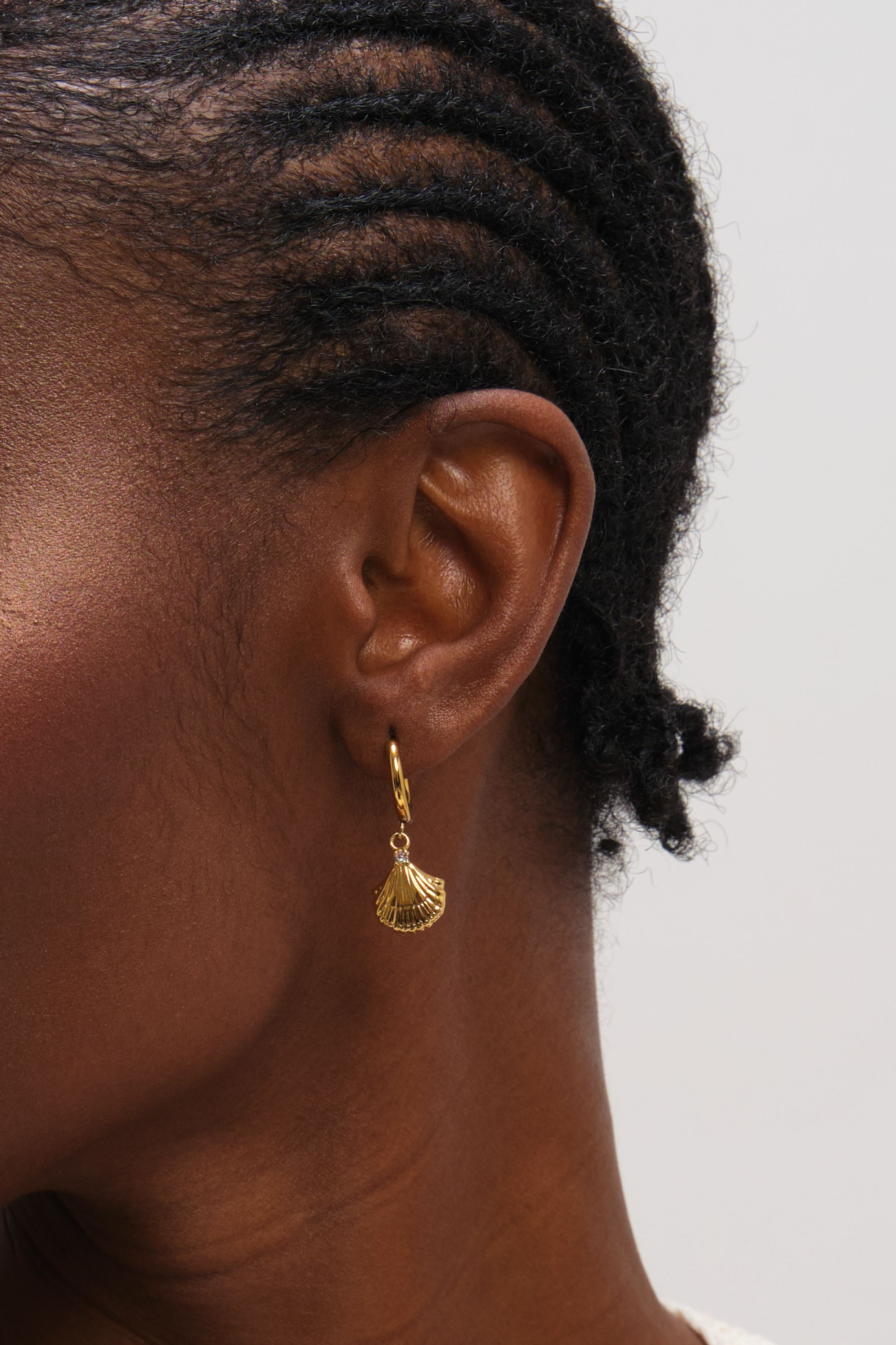Jon Richard Gold Plated Waterproof Shell Hoop Earrings