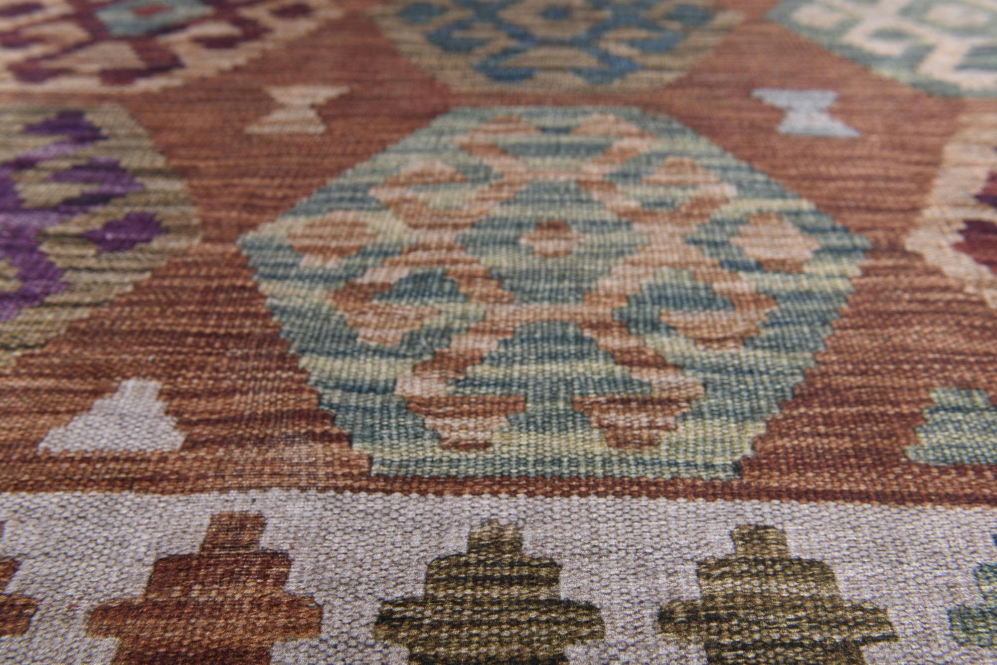 CECILIA - Tapis imprimé en motif kelim vintage - rouille 70x140 cm