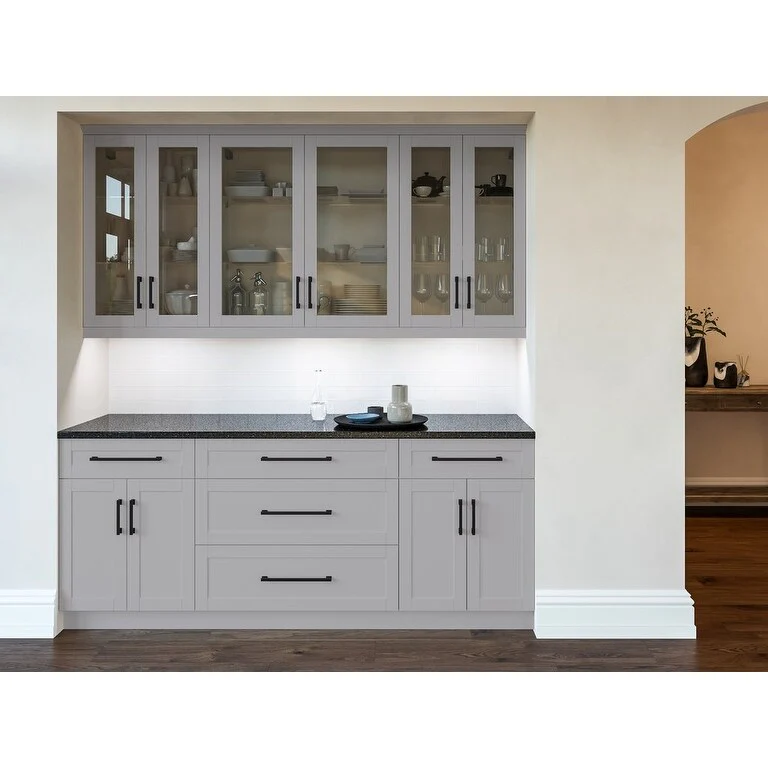 NewAge Products 24 Home Bar 7 Piece Cabinet Set - Shelves & Glass Doors Included