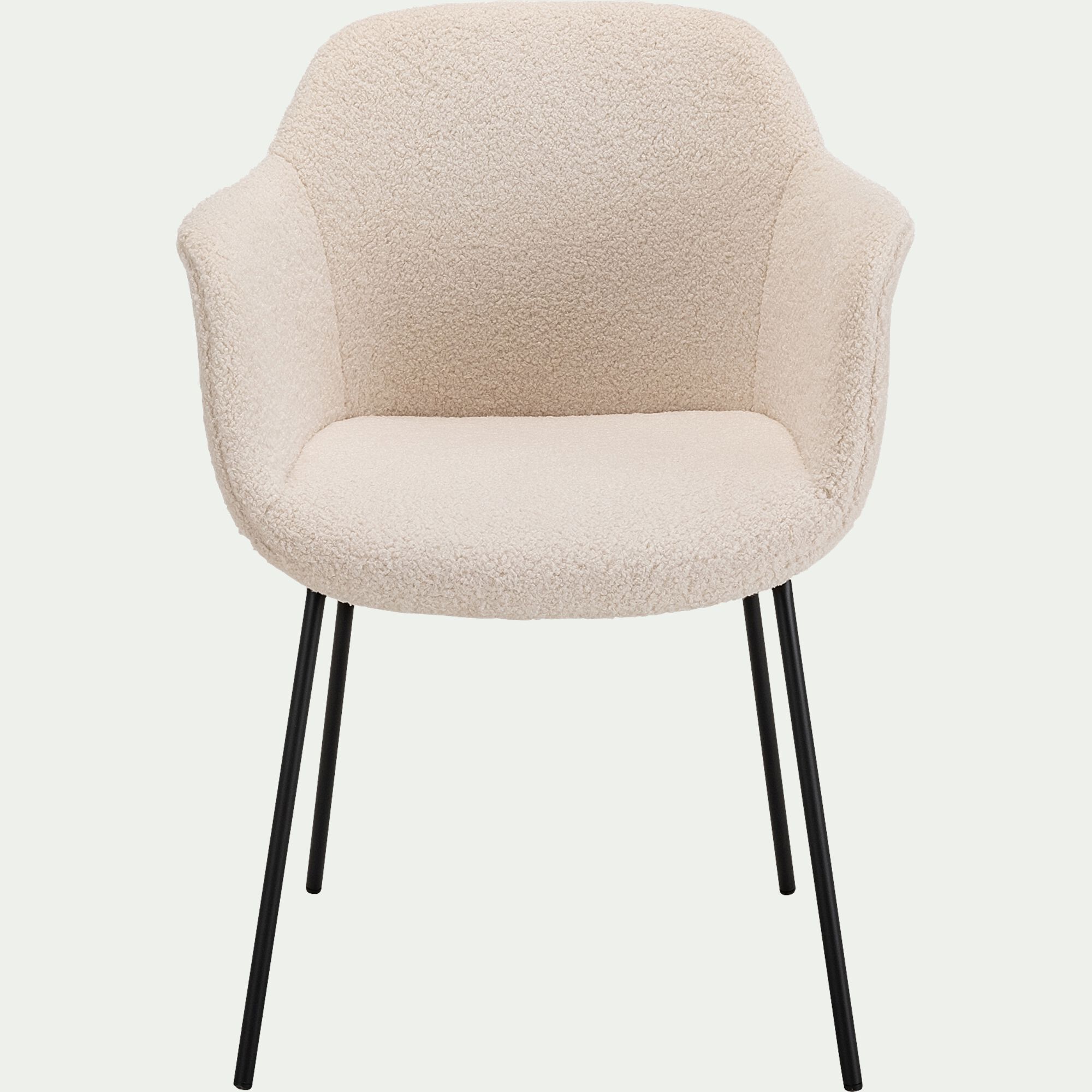 CHLOE - Chaise en tissu bouclette avec accoudoirs - blanc