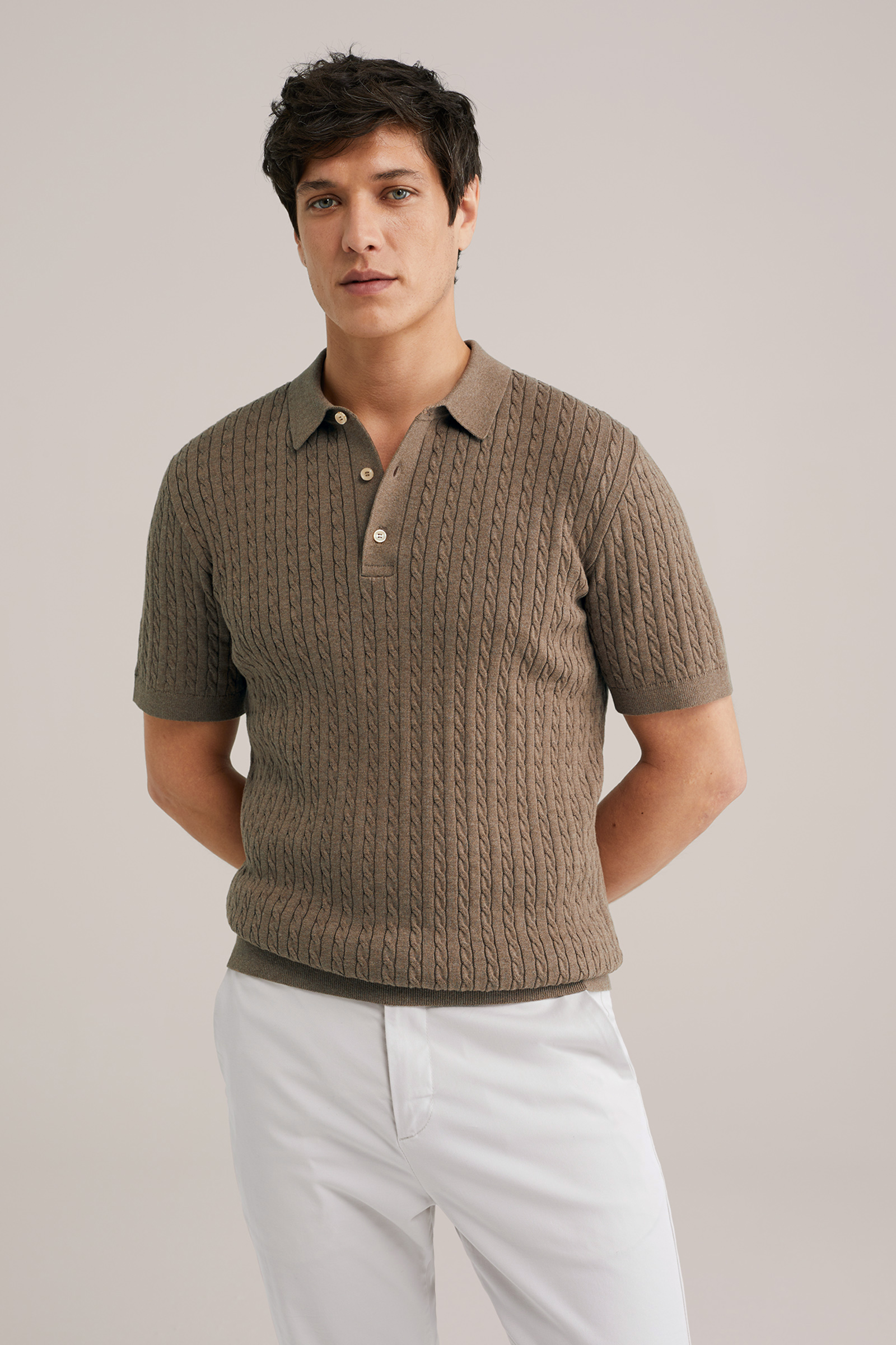 Heren Regular fit fijngebreide polo