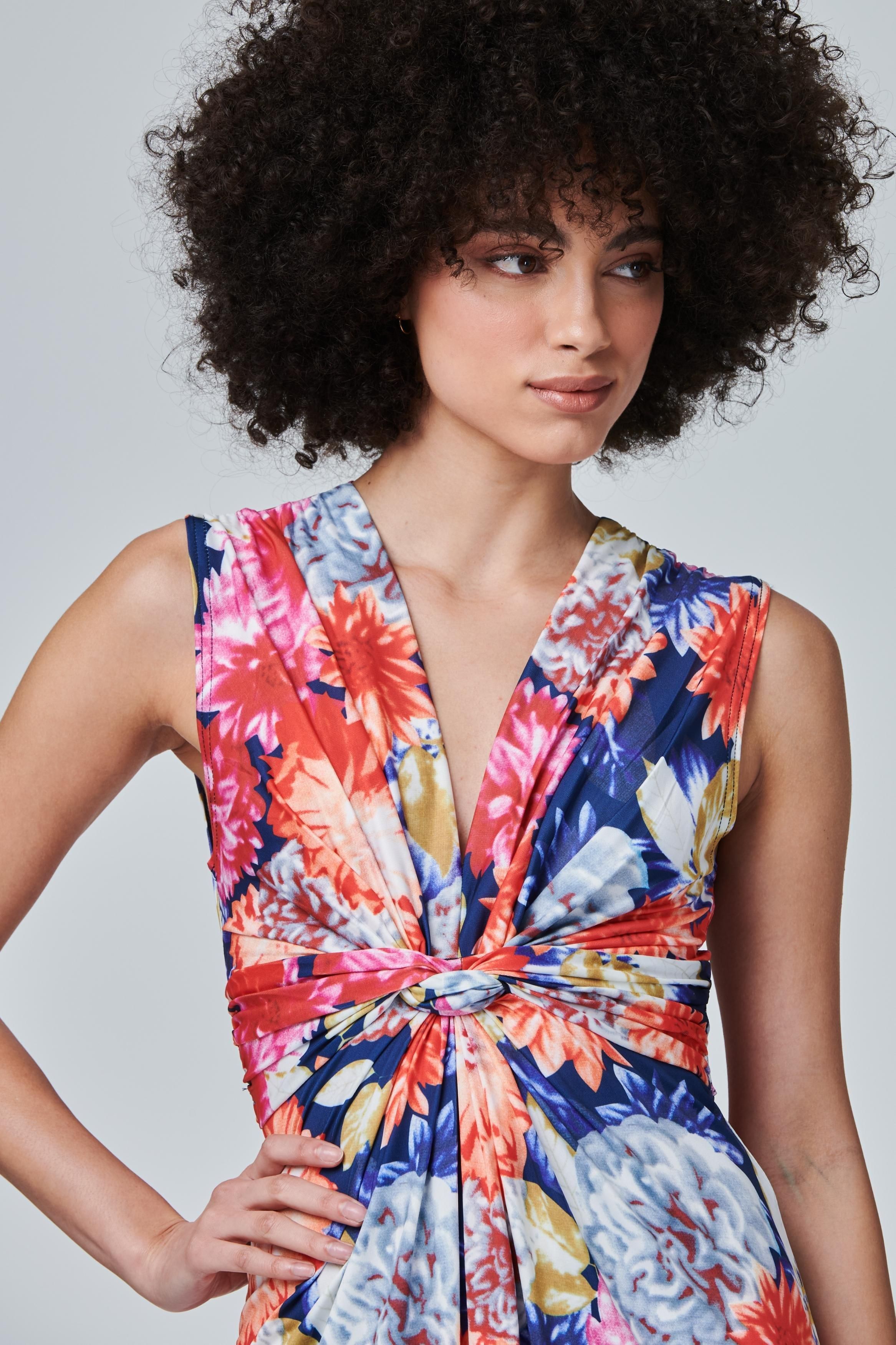 Izabel London Floral Knot Front Maxi Dress