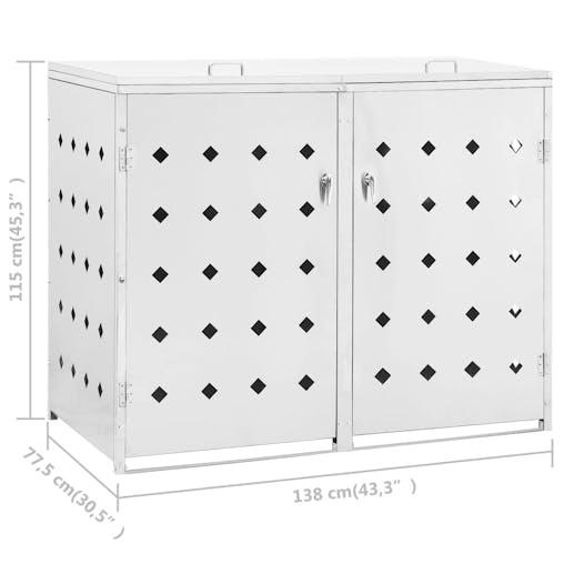 NNEVL Double Wheelie Bin Shed 240 L Stainless Steel