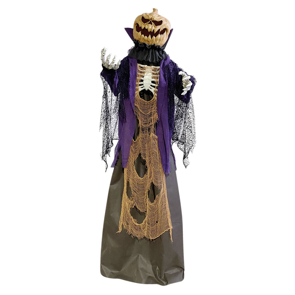 Sorcière tête citrouille Halloween animé L110xl20xH160cm