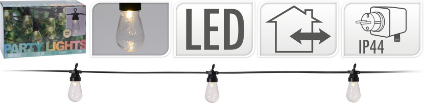 Girlanda świetlna LED Party Light 20 żarówek 12,5 m ciepły biały IP44 230V
