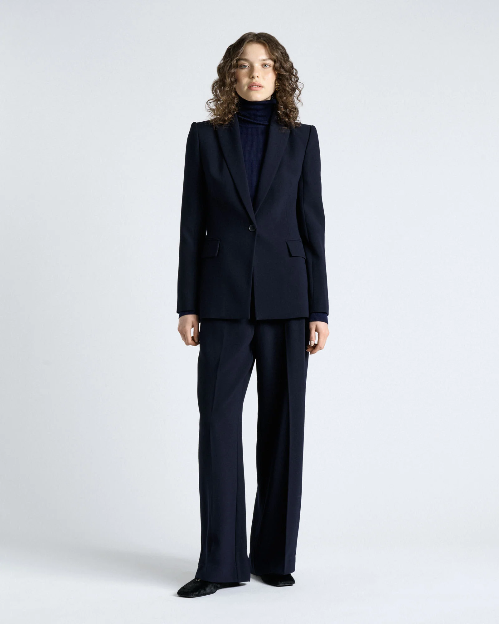 Dark Ink Crepe Tailored Blazer